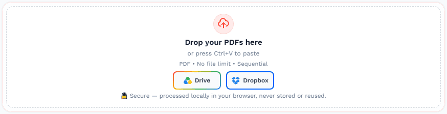 Compress PDF upload dropzone highlighted