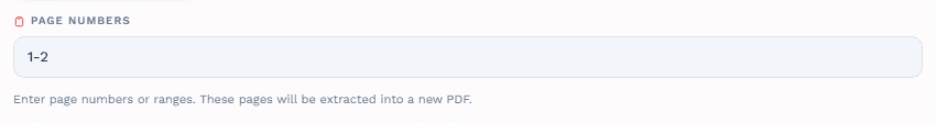 Split button highlighted after entering page range in extract mode